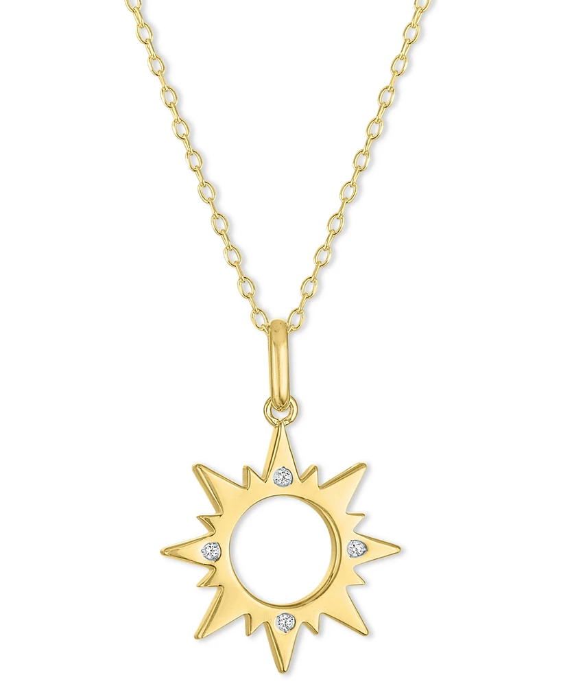 Diamond Accent Sun Pendant Necklace in 14k Gold-Plated Sterling Silver, 16" + 2" extender