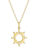 Diamond Accent Sun Pendant Necklace in 14k Gold-Plated Sterling Silver, 16" + 2" extender