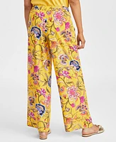 Jm Collection Women's Linen-Blend Printed Pants, Exclusively at Macy's