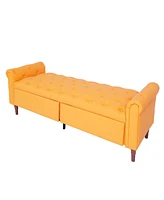 Slickblue Multifunctional Storage Ottoman with Pu Leather Armrests and Versatile Design