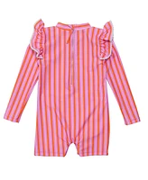 Snapper Rock Baby Girls Stripy Sunset Sustainable Ls Sunsuit