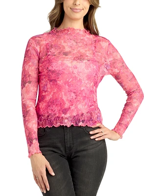 Bcx Juniors' Lace Mock-Neck Top