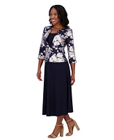 Jessica Howard Petite 2-Pc. Printed Jacket & Midi Dress Set