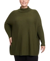 Joseph A Plus Sized Long Sleeve Turtleneck Poncho Sweater