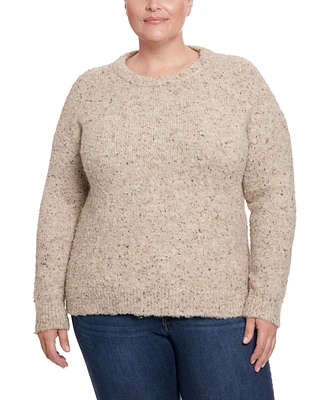 Joseph A Plus Size Boucle Crewneck Pullover Sweater