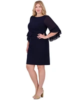 Jessica Howard Plus Size Bell-Sleeve Side-Ruched Dress