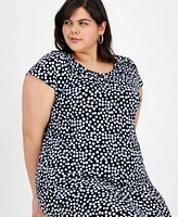 Kasper Plus Size Polka Dot Top A Line Skirt