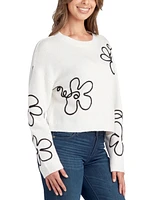 Bcx Juniors' Floral Graphic Cropped Sweater