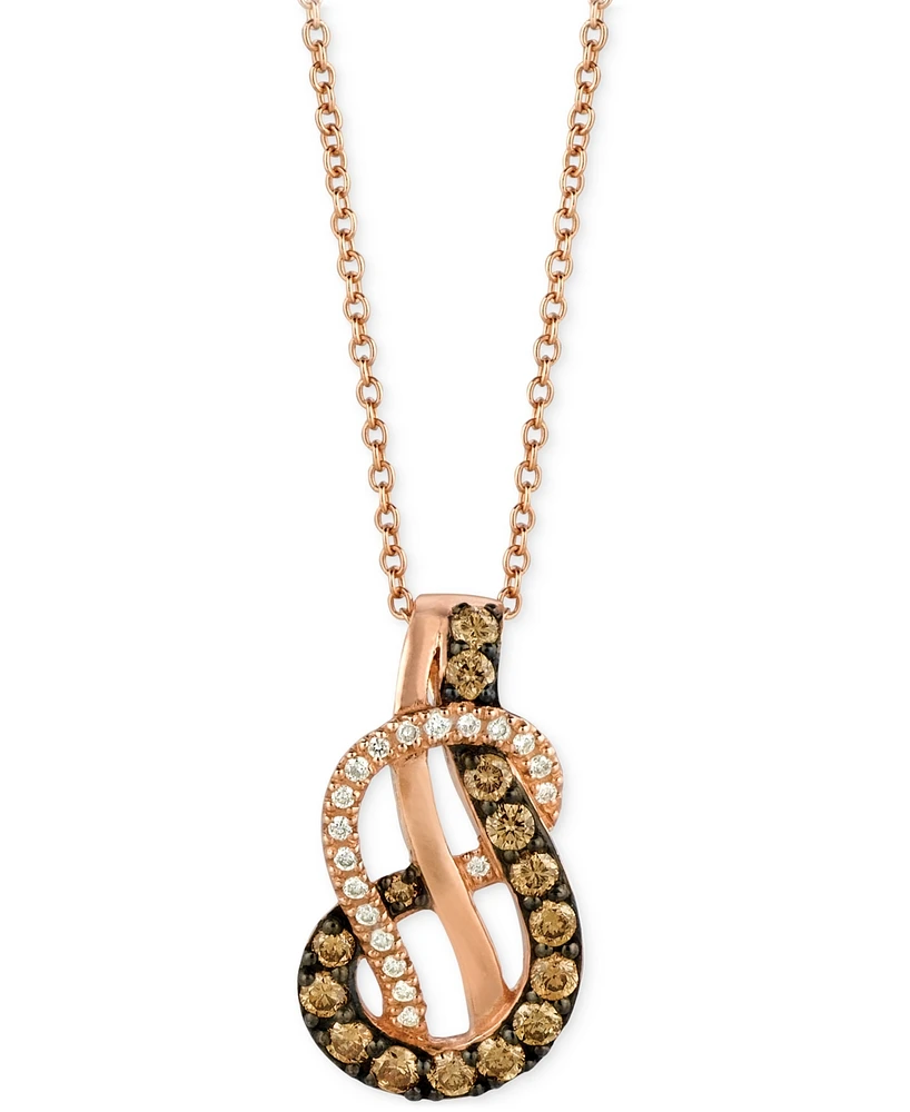 Le Vian Chocolatier Chocolate Diamond & Vanilla Diamond Abstract Swirl 18" Pendant Necklace (1/2 ct. t.w.) in 14k Rose Gold