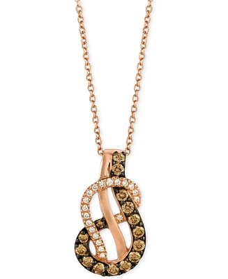 Le Vian Chocolatier Chocolate Diamond & Vanilla Diamond Abstract Swirl 18" Pendant Necklace (1/2 ct. t.w.) in 14k Rose Gold