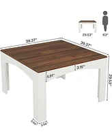 Tribesigns Square Dining Table for 4, 39.4-Inch Farmhouse Wood Kitchen Table Dinner Table for Dining Room, Small Space