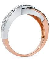 Le Vian Chocolate Diamond & Vanilla Diamond Crossover Ring (3/4 ct. t.w.) in 14k Rose & White Gold