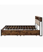 Slickblue Queen Bed Frame with Storage Headboard & 4 Drawers - Stylish and Functional Bedroom Solution