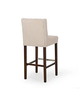 Maison Boucle Counter Height Bar Stool with Backrest & Nailhead Trim, Chairs for Kitchen Island or Home Bar-Maison