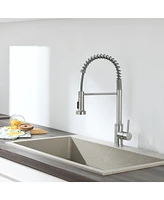 Flynama Pull Down Touchless Single Handle Kitchen Faucet with Led light In Brushed