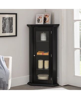 Kings Brand Furniture Cambridge Black Corner Curio Storage Cabinet