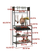 Kings Brand Furniture Lindsay Black Marble Baker s Rack