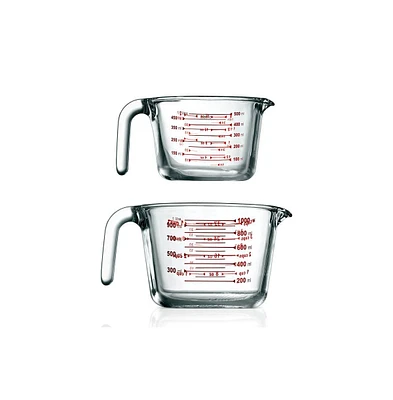 NutriChef Premium Glass Measuring Cup Set with Easy-Pour Spout & Clear Scale