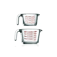 NutriChef Premium Glass Measuring Cup Set with Easy-Pour Spout & Clear Scale