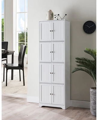 Kings Brand Furniture Lyons 4-Tier 68" Kitchen Pantry Storage Cabinet with 8 Doors