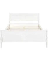 Slickblue Queen Size Wood Platform Bed Frame with Headboard and Sturdy Wooden Slat Support