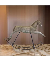 Slickblue Rustic Rocking Horse Decor With Metal Stand 22.25"l