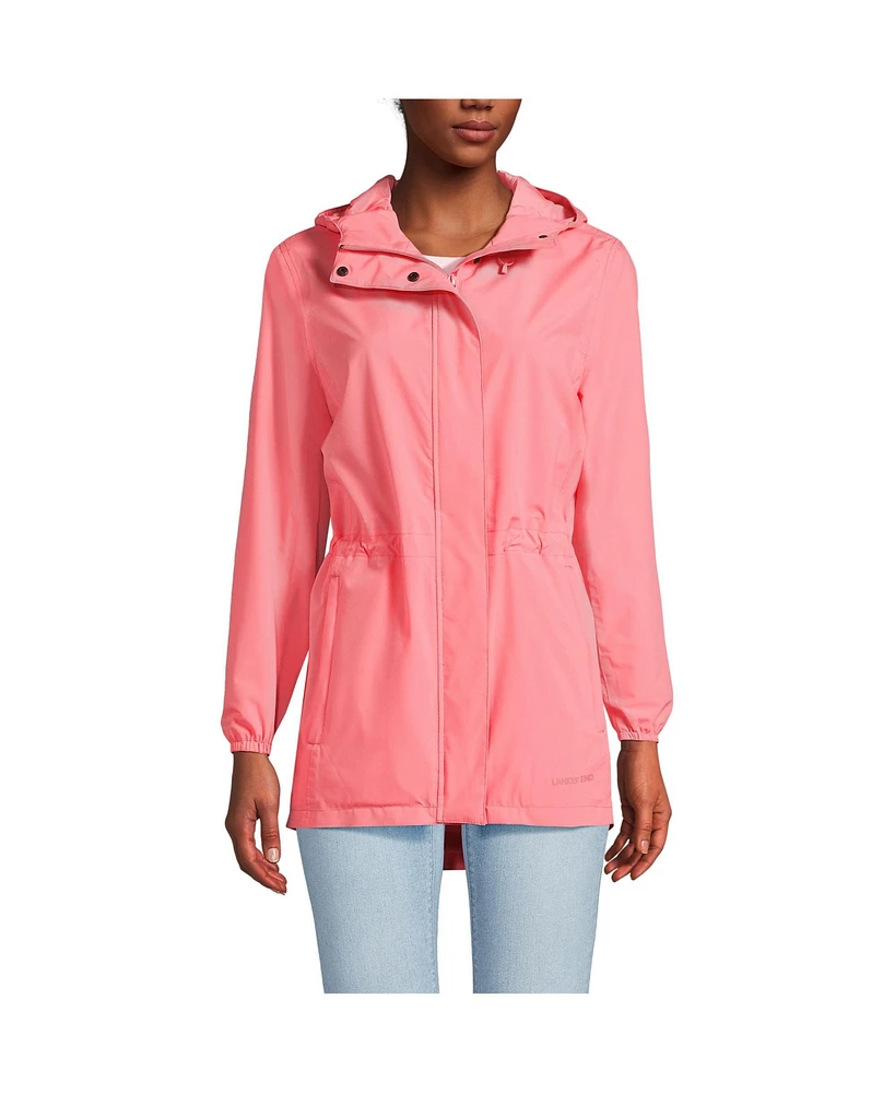 Lands' End Women's Tall Waterproof Hooded Packable Raincoat