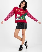 Hooked Up by Iot Juniors' Feliz Naughty Dog Christmas Sweater