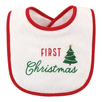 Hudson Baby Infant Unisex Cotton Terry Drooler Bibs with Fiber Filling 10pk, Holiday Birthday, One Size
