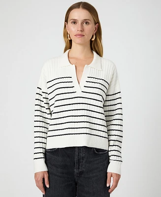 French Connection Women's Vhari Striped Collared Long Sleeve Sweater