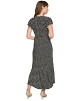 Tommy Hilfiger Women's Printed Flutter-Sleeve Fit & Flare Dress