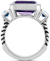 Effy Amethyst (3-1/3 ct. t.w.) & London Blue Topaz (1 ct. t.w.) Ring in Sterling Silver & 14k Gold-Plate