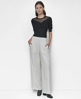 Dkny Women's Twill Pull-On Wide Leg Pants