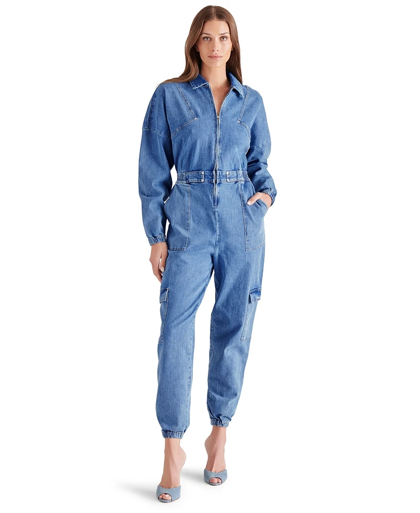 Steve Madden Women's Trista Denim Cargo Jumpsuit