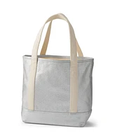 Lands' End Medium Coated Metallic 5 Pocket Open Top Canvas Tote Bag