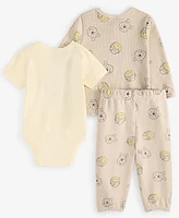 Disney Baby Boys Winnie-the-Pooh Bodysuit, Thermal Henley Top & Pants, 3 Piece Set