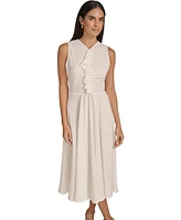 Calvin Klein Women's V-Neck Ruffle-Front Sleeveless Dress