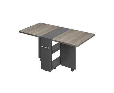 gaomon Space Saving Folding Dining Table with 2 Tier Storage-Extendable Drop Leaf Farmhouse Wood Kitchen Room Tables Set for 4 (Dark Walnut, 50