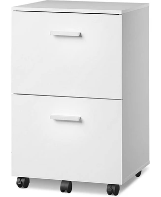 2 Drawer File Cabinet, Mobile Printer Stand, Wood Filing Cabinet fits A4 or Letter Size for Home Office