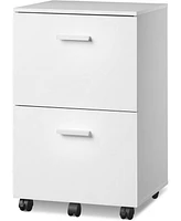 2 Drawer File Cabinet, Mobile Printer Stand, Wood Filing Cabinet fits A4 or Letter Size for Home Office