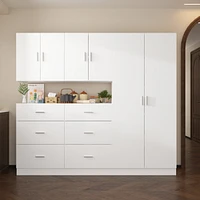 Famapy White 6 Doors 6 Drawers Storage Cabinet