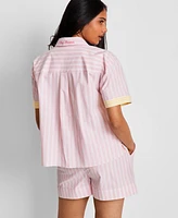 State of Day Women's Colorblocked Striped Boxer Pajama Set, Exclusively at Macy's