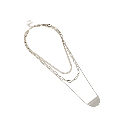Sohi Women's The Curve Chainlink Multi-Layer Necklace