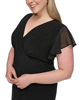 Tommy Hilfiger Plus Flutter-Sleeve A-Line Dress