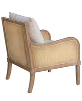 Martha Stewart Collection 28" Wood Morgan Wide Cane Accent Chair with Removable Back Cushion