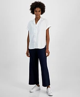 Nautica Jeans Women's Collared Short-Sleeve Camp Shirt