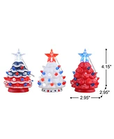 Mr. Christmas Mini Nostalgic Ceramic Patriotic Trees, Set of 3