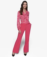 Karl Lagerfeld Paris Women's Button-Tab Wide-Leg Pants