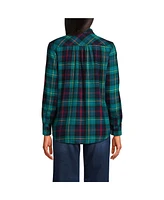 Lands' End Women's Tall Flannel Boyfriend Fit Long Sleeve Shirt