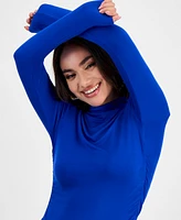 I.n.c. International Concepts Petite High-Neck Side-Ruched Top, Exclusively at Macy's